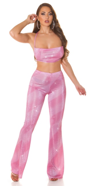 Party Crop top with glitter gradient Pink